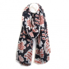 Organic Cotton Navy, Red & White Abstract Tulip Print Scarf by Peace of Mind